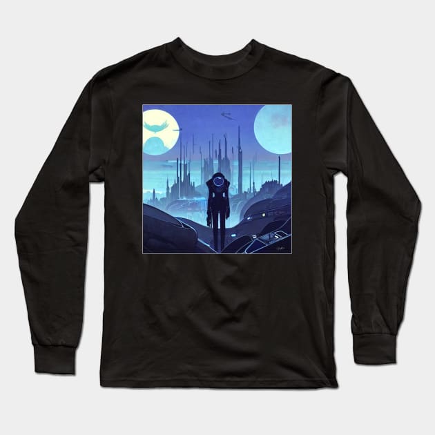 FUTURE CITY DRAWING #004 (FRAMED) Long Sleeve T-Shirt by RickTurner